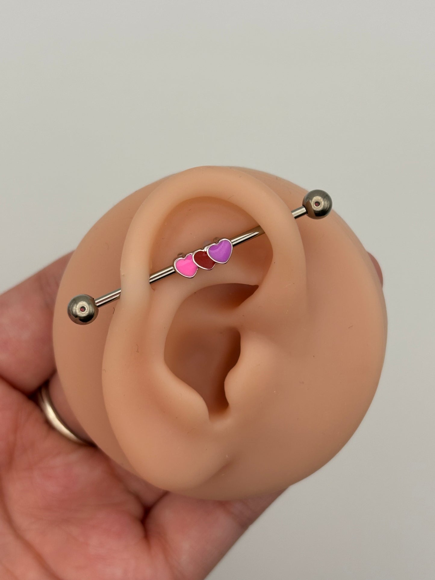 Multicolor Heart Trio Industrial Piercing