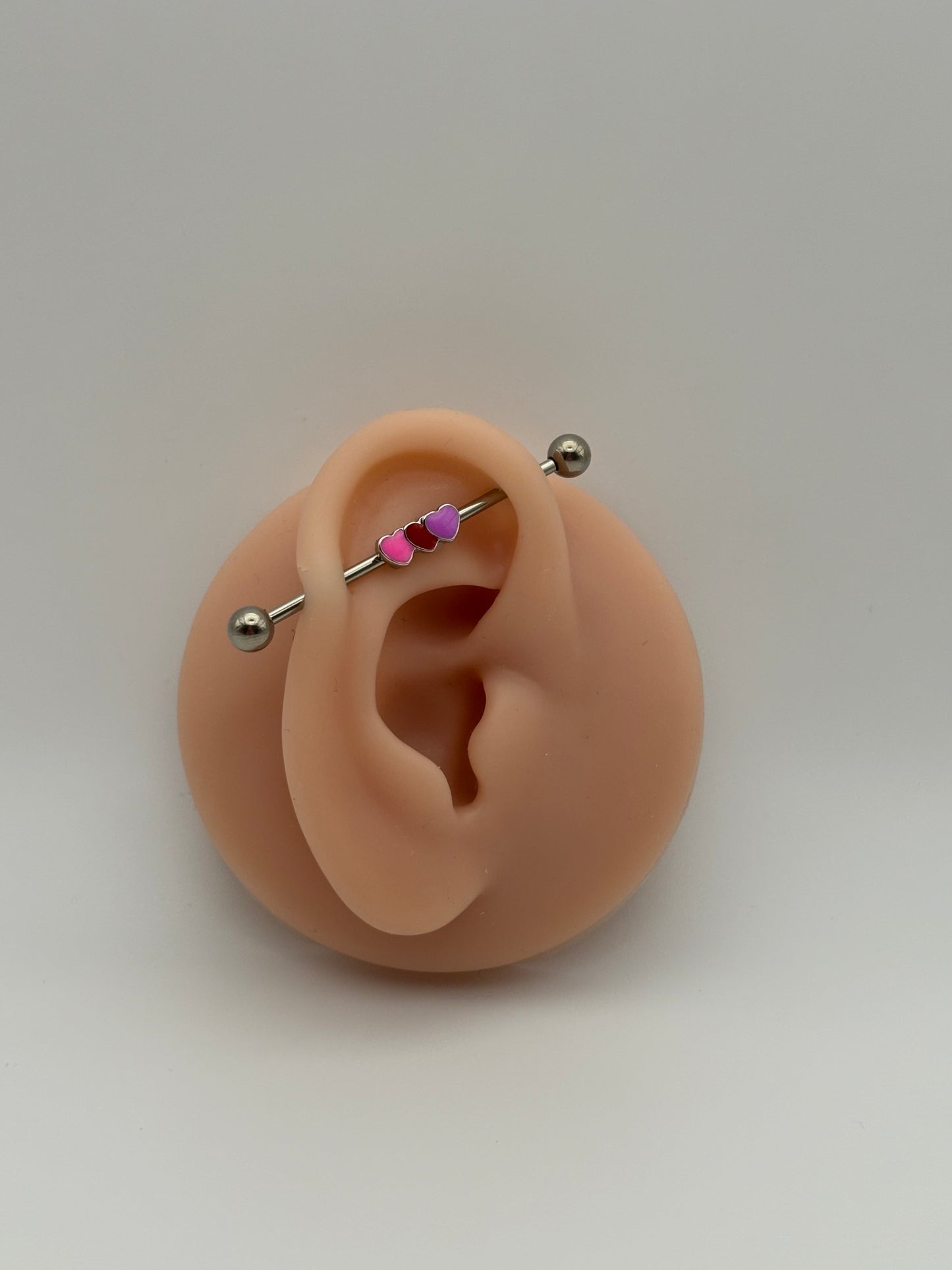 Multicolor Heart Trio Industrial Piercing